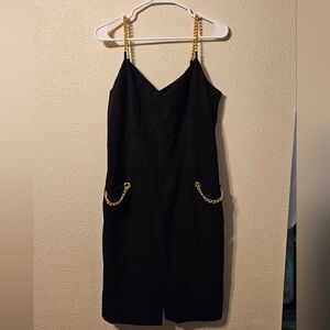 Black Dress with Gold Chain Straps